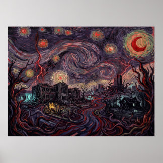 Poster A Noite Estrelada de Hawkins Invertida