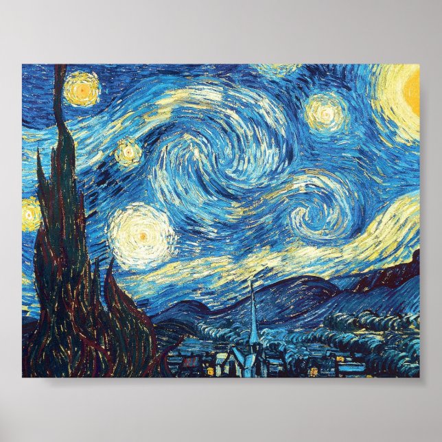 Pôster A Noite Estrelada de Van Gogh (Frente)