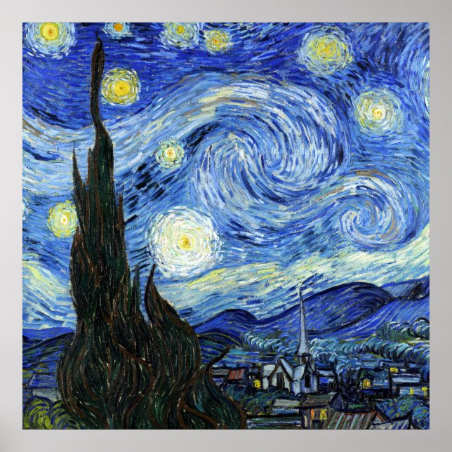 Poster A Noite Estrelada de Vincent Van Gogh (Frente)