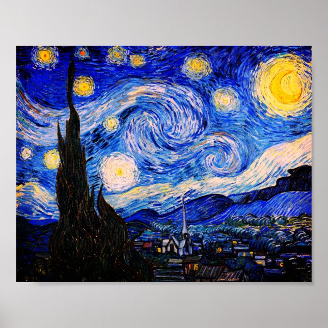 Poster A Noite Estrelada de Vincent Van Gogh (Frente)