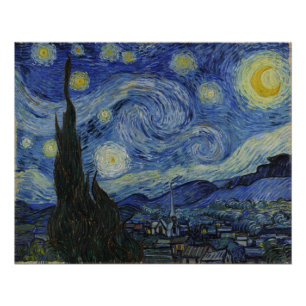 Pôster A Noite Estrelada, pintura a óleo, Vincent Van Gog