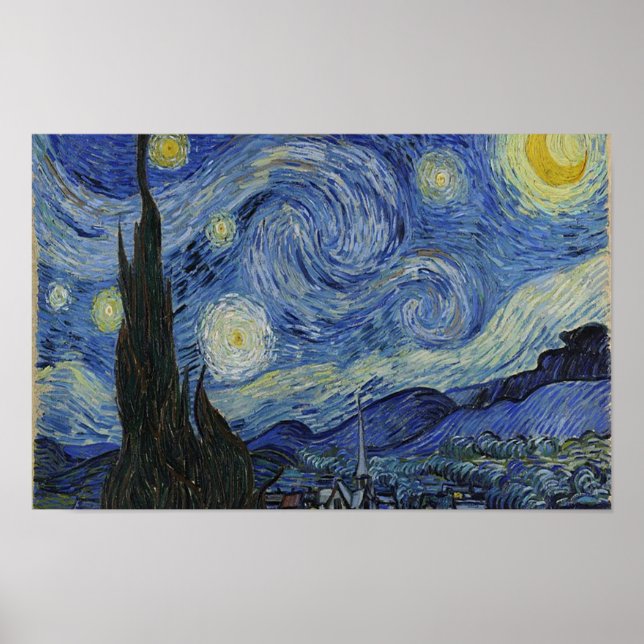 Poster A Noite Estrelada por Van Gogh (Frente)