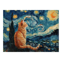 A Noite Estrelada Vincent van Gogh com Cat