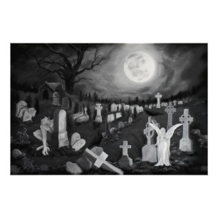 Pôster À noite no cemitério, Angel com o Diabo