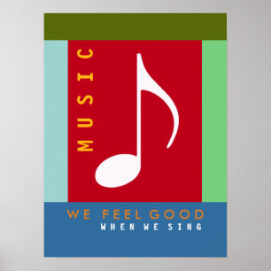 Poster a nota musical, canta uma canção, música colori