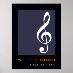 Pôster a nota musical de clef de triplo, canta, música