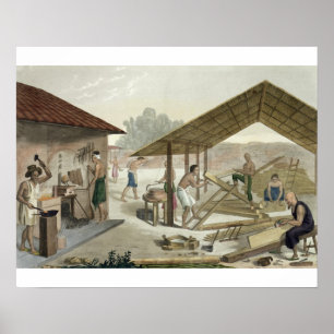 Poster A oficina da carpintaria em Kupang, Timor, chapeia