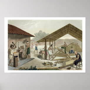 Pôster A oficina da carpintaria em Kupang, Timor, chapeia