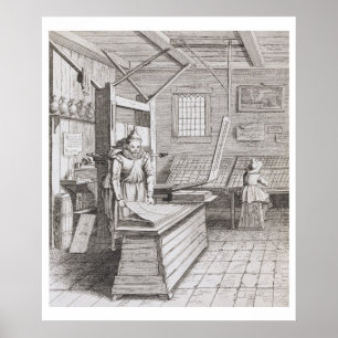 Poster A oficina de encadernação de Laurens Janszoon