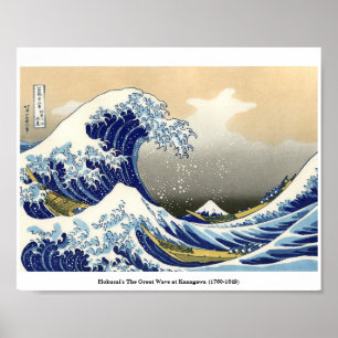 Poster A onda de Excelentes de Hokusai em Kanagawa (1760-