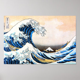 Poster A onda de Excelentes de Kanagawa, Hokusai