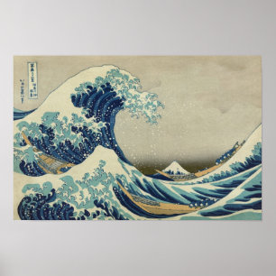 Poster A onda do Excelente de Kanagawa (Hokusai)