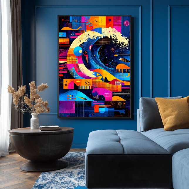 Poster A onda do Excelente reinterpretada na abstração (Criador carregado)