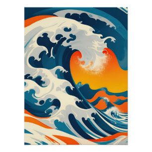 Pôster A Onda Japonesa Perfeita Vintage