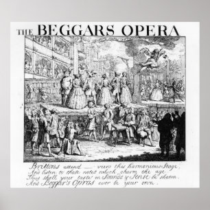 Poster A ópera Burlesqued, 1728 do mendigo