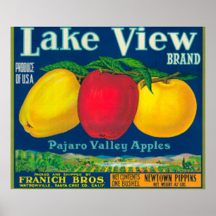 Pôster A opinião Apple do lago etiqueta - Watsonville, C