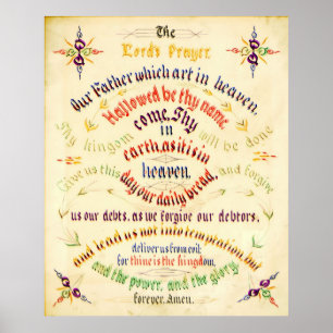 Pôster A Oração Caligrafia 1889 do senhor