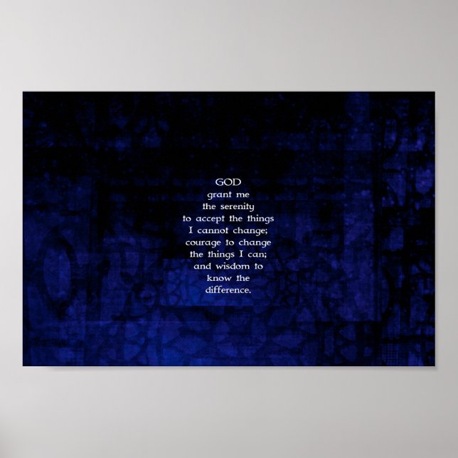 Poster A Oração Da Serenidade Com Fundo Azul (Frente)