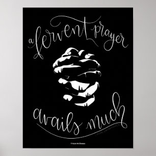Poster A oração fervente aproveita de muito - preto