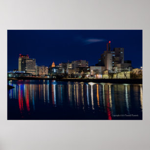 Poster A paisagem da noite de Rochester, Minnesota