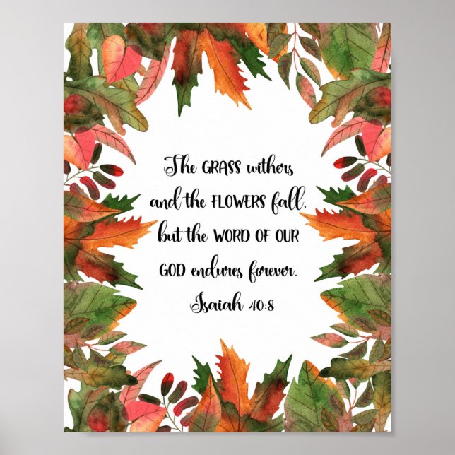 Poster A Palavra De Nosso Deus, Isaiah 40:8, Aquarela (Frente)