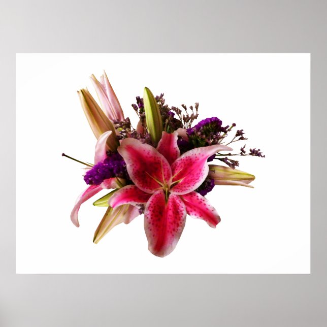 Poster A PARTIR DE US$ 20 - Buquê Com Stargazer Liliesc (Frente)