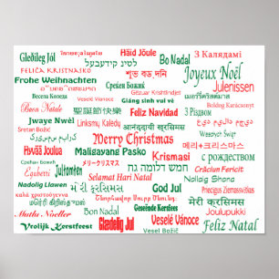 Pôster A paz coexiste Feliz Natal feliz muitas línguas