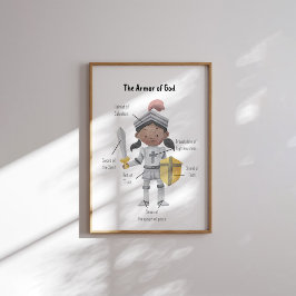 Poster A pele marrom-aquarela é a armadura de Deus impres