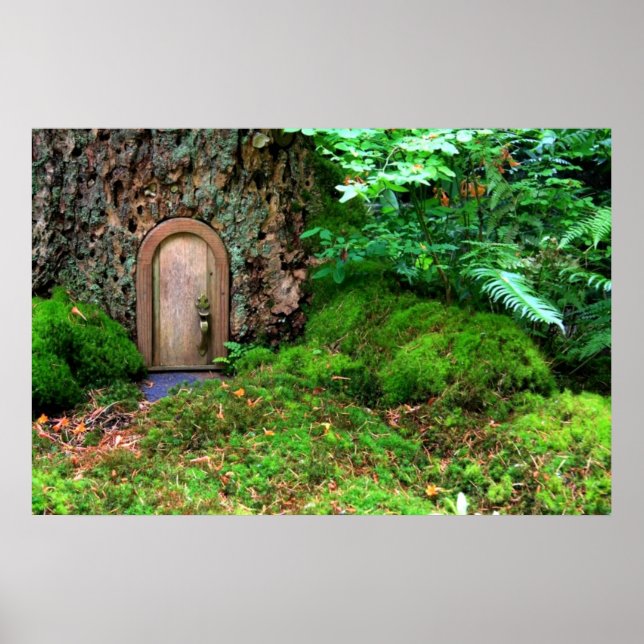 Poster A pequena casa mágica de madeira de árvore curando (Frente)