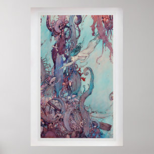 Poster A Pequena Sereia por Edmund Dulac Vintage Fino
