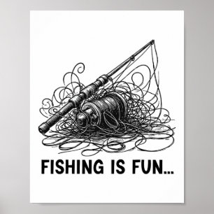 Poster A Pesca É Divertida Ninho de Pássaro Engraçado