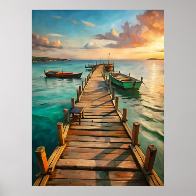 Poster A Pier with Boats (Frente)
