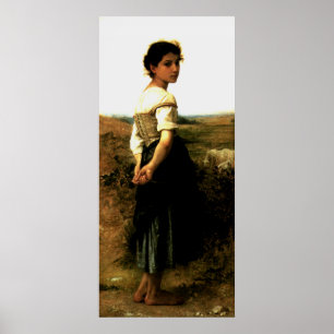 Poster A pintura 1895 de Bouguereau: O Shepherdess novo