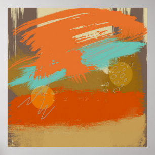 Poster A pintura abstrata da arte da paisagem circunda