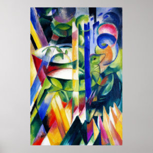 Poster A pintura de Little Mountain Goats de Franz Marc