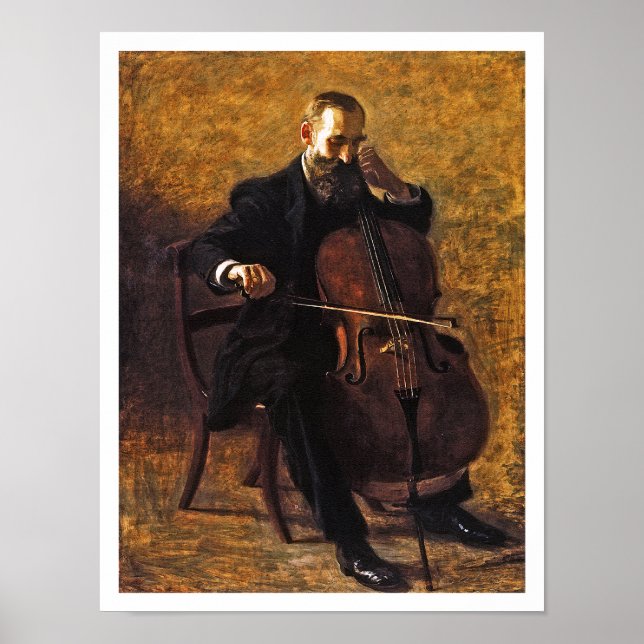 Pôster A Pintura De Thomas Eakins: O Jogador Cello (Frente)