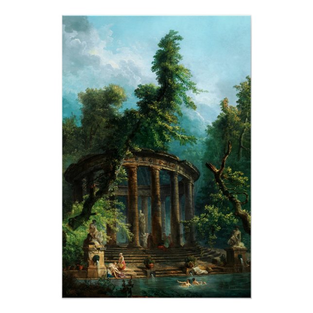 Pôster A Piscina Bathing de Hubert Robert (Frente)