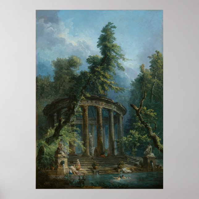 Pôster A Piscina Bathing - Hubert Robert (Frente)