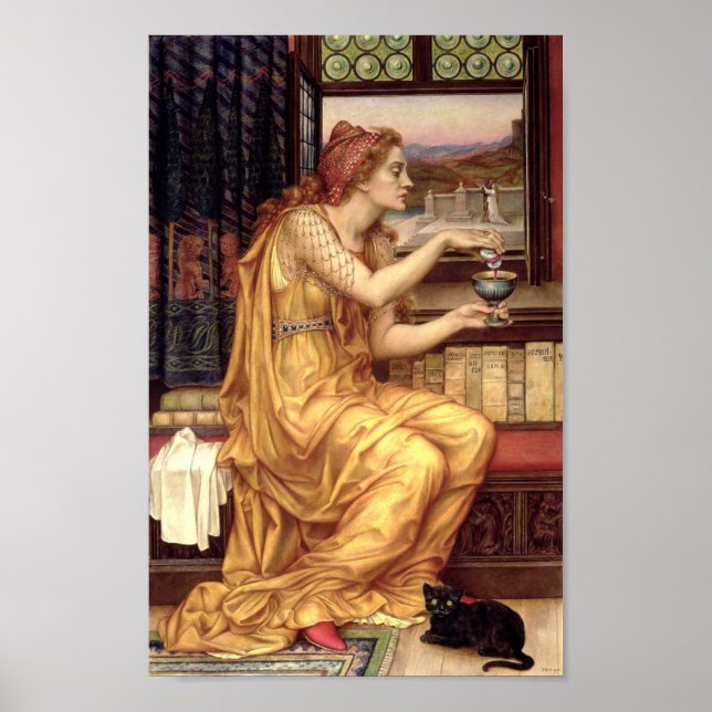 Poster A Poção do Amor pela Pré-Raphaelite Evelyn de Morg (Frente)