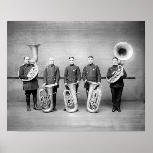 Pôster A polícia une a tuba Jogador, 1915. Foto do