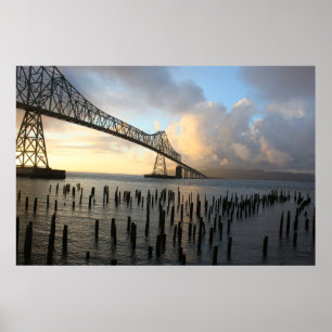 Pôster A ponte de Astoria-Megler no por do sol