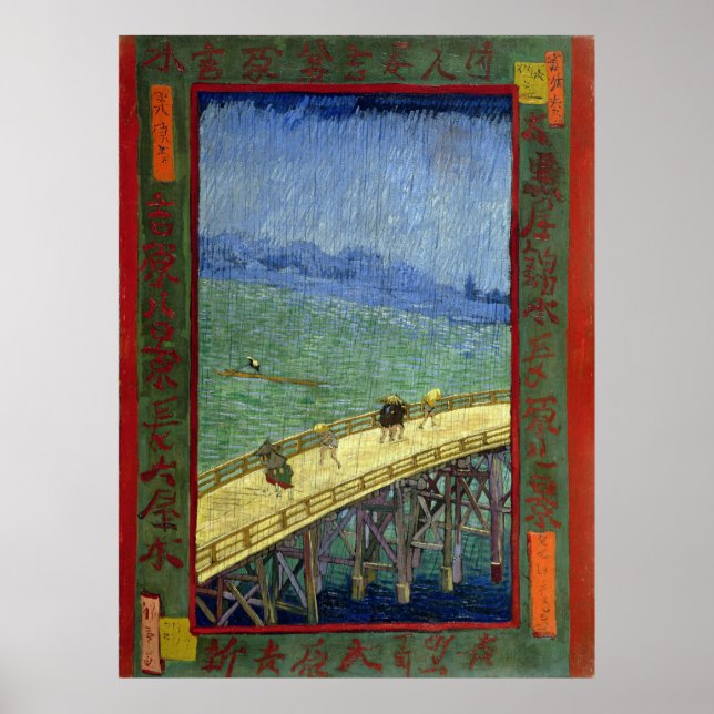 Pôster A Ponte na Chuva (depois de Hiroshige) Van Gogh (Frente)