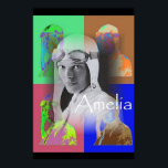 Poster A Pop-Art Amelia<br><div class="desc">Lembro-me quando Amelia Earhart desapareceu em 1937. O mundo parecia preferencialmente. Aqui está ela em seus óculos com pequenas imagens de pop para-arte para fazer o poster. Spunky como Amelia</div>