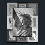 Pôster A Pop Art Lady Liberty<br><div class="desc">Mantivemos as imagens de Pop Art,  que refletem o retrato central,  em preto e branco para criar harmonia. Escultor francês dos E.S. Bartholdi,  que criou a estátua,  baseou o rosto da liberdade no rosto de sua mãe!</div>