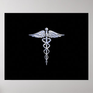 Poster A prata gosta do símbolo médico do Caduceus na