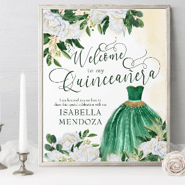 Poster A Princesa Dourada e Verde Quinceanera, bem-vinda