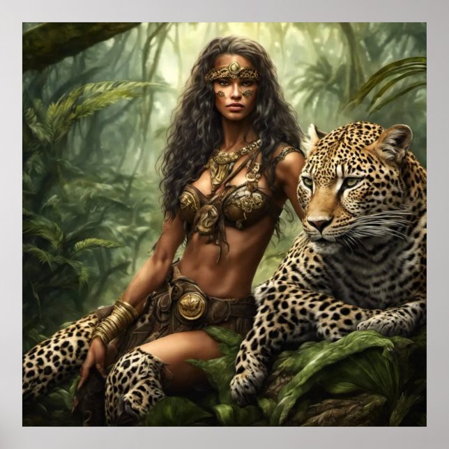 Poster A Princesa Leopardo Pinup Estilo Parede (Frente)