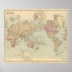 Poster A projeção de Mercator do mundo
