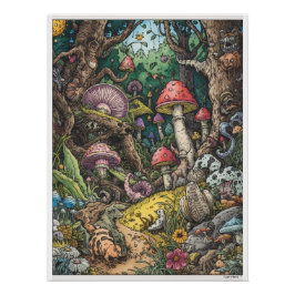 Pôster A psychedelic woodland poster