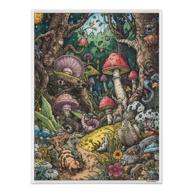 Pôster A psychedelic woodland poster (Frente)